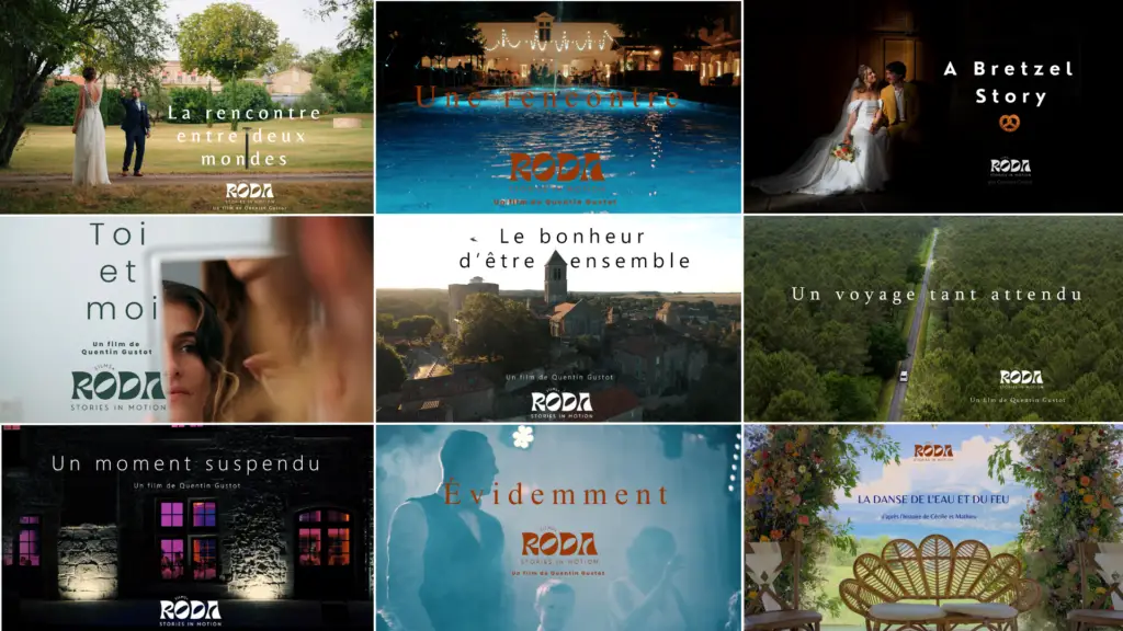 L'ensemble des réalisations de films de mariage de Quentin, vidéaste de mariage basé à Toulouse
